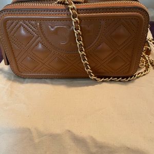 Tory Burch double-zip crossbody.